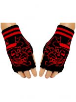 Fingerlose Handschuhe rauchender Totenkopf