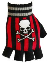 Fingerlose Handschuhe Totenkopf gestreift