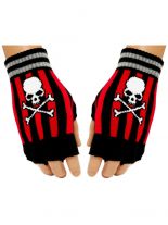 Fingerlose Handschuhe Totenkopf gestreift