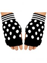 Fingerlose Handschuhe Punkte weiß