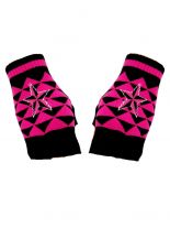 Fingerlose Handschuhe Stern kariert pink
