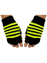 Fingerlose Handschuhe Neon Gelb gestreift