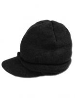 Beanie Strickmütze dunkelgrau mit Schirm
