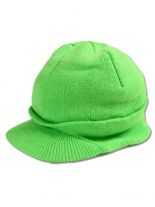 Beanie Strickmütze grün mit Schirm
