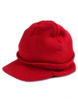 Beanie Strickmütze rot mit Schirm