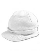 Beanie Strickmütze weiß mit Schirm