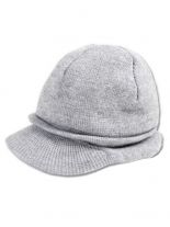 Beanie Strickmütze grau mit Schirm