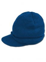 Beanie Strickmütze dunkelblau mit Schirm