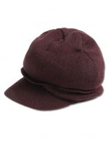Beanie Strickmütze braun mit Schirm