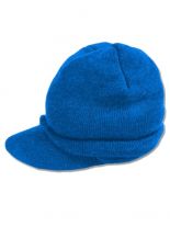Beanie Strickmütze blau mit Schirm
