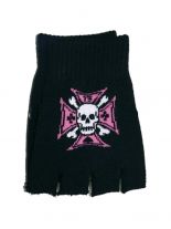 Fingerlose Handschuhe Kreuz pink