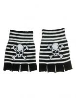 Fingerlose Handschuhe Skull weiß