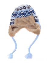 Tschapka Wintermütze mit Kunstfell hellblau