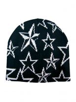 Beanie Sterne schwarz weiß