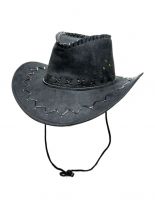 Cowboyhut Kunstleder schwarz