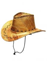Cowboyhut Kunstleder beige Muster