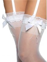 Hochzeits Strapsstrümpfe weiss mit Schleife