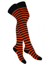 Overknees Streifen schwarz orange