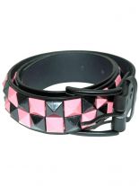 Gürtel Pyramidennieten 2 reihig schwarz pink