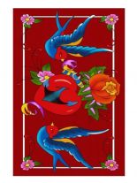 Tagesdecke Vögel und Blumen 240 x 150 cm