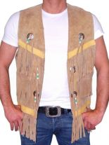 Western Lederweste beige gelb