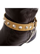 Leder Stiefelband Spitznieten beige