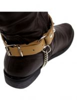 Leder Stiefelband Spitznieten beige