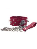 Lederfessel Halsband mit Killernieten rot