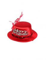Haarschmuck Mini Zylinder Merry Christmas Samt glänzend rot
