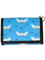Geldbeutel mit Kette Skull Flügel blau