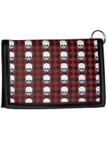 Geldbeutel mit Kette Skull Karo rot schwarz
