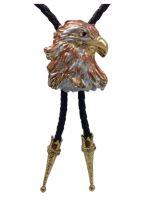 Cowboy Bolokrawatte Adlerkopf silber gold