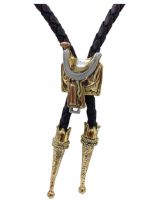 Cowboy Bolokrawatte Sattel gold silber