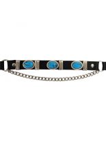 Leder Stiefelband Blue Stones oval