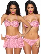 Bikini Set Push Up rot weiß