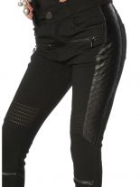 Stretchhose mit Lederimitat schwarz