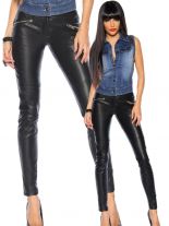 Lederimitat Stretchhose schwarz