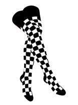 Overknees schwarz weiß schwarz kariert