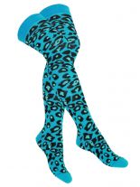 Overknees Leopard schwarz türkis