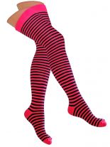 Overknees Pinestripes schwarz neonpink