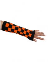 Armstulpen kariert schwarz orange