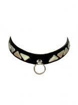 Leder Choker Halsband Dreieck Nieten mit Ring