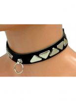Leder Choker Halsband Dreieck Nieten mit Ring