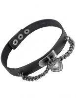 Leder Choker Halsband Herz mit Kette