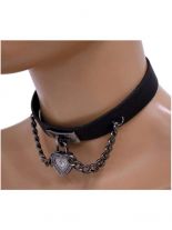 Leder Choker Halsband Herz mit Kette