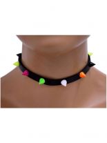 Leder Choker Halsband mit bunten Spitznieten