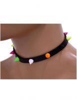 Leder Choker Halsband mit bunten Spitznieten