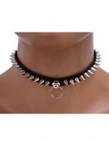 Leder Choker Halsband Conenieten und Ring