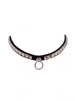 Leder Choker Halsband Pyramidennieten Ring