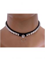 Leder Choker Halsband Pyramidennieten Ring